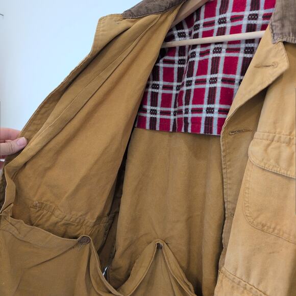 Vintage 1950s Hunting Jacket Corduroy Collar Chore Coat Field Bird Barn Canvas - Picture 10 of 12